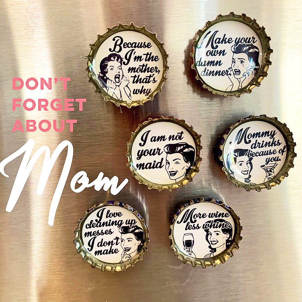 It's a Mom Thing - 6 unique bottle cap magnet set in tin.