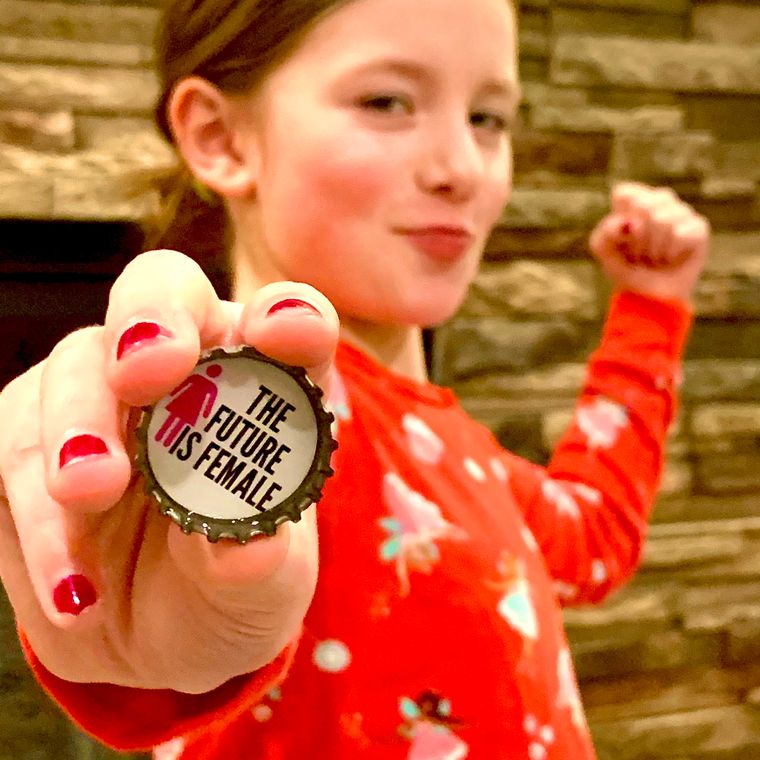 Nasty Woman - 6 unique bottle cap magnet set in tin.