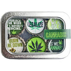 Cannabis Weed - 6 unique bottle cap magnet set in tin