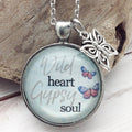 Wild Heart Gypsy Soul Butterfly Pewter Pendant Necklace