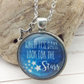 When It's Dark look for the Stars (with MOON charm) Pewter Pendant Necklace