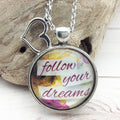 Follow Your Dreams Pewter Pendant Necklace with heart charm