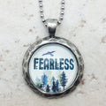 Fearless Hammered Edge Pewter Pendant Necklace