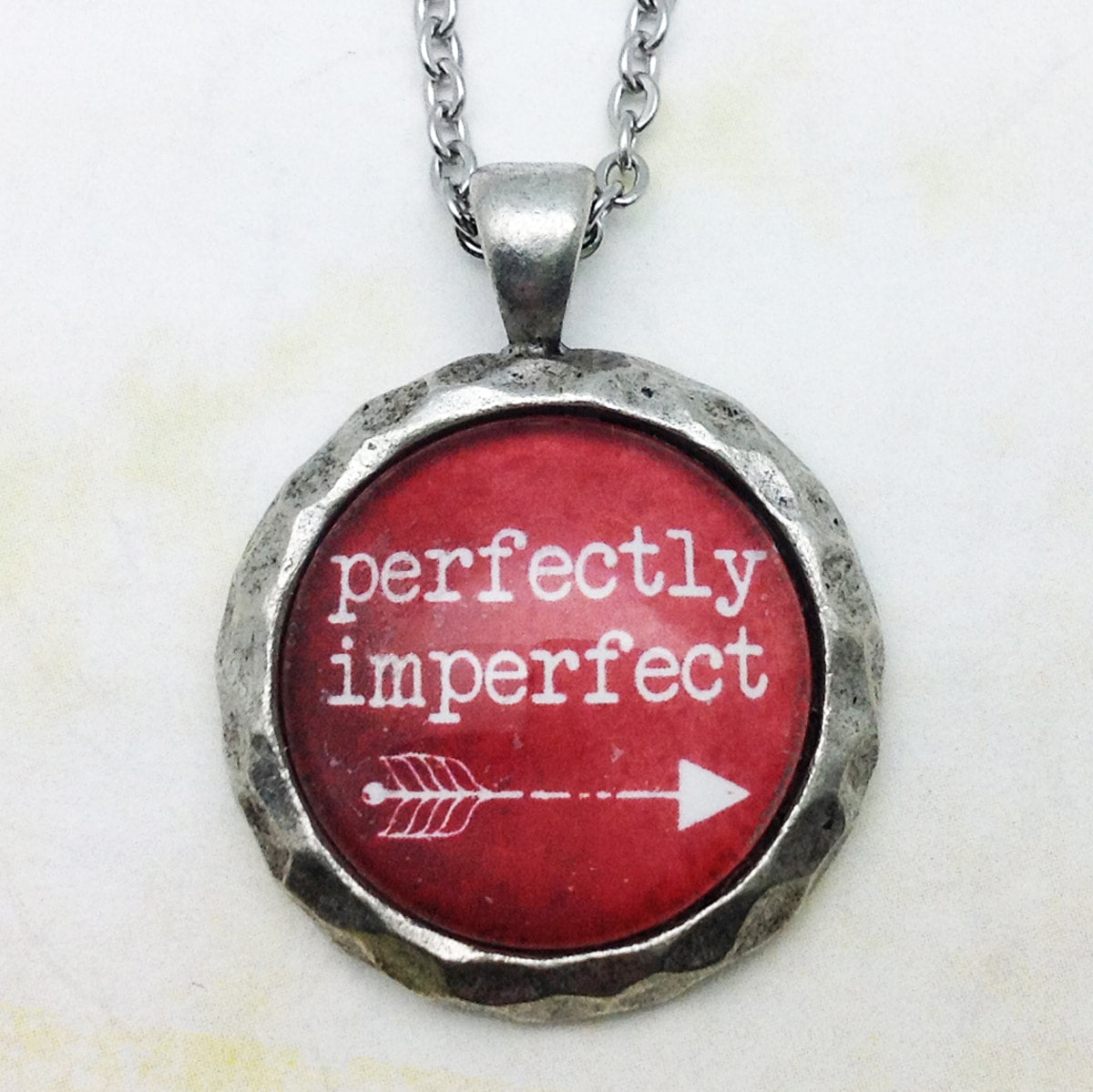 perfectly imperfect Hammered Edge Pewter Pendant Necklace