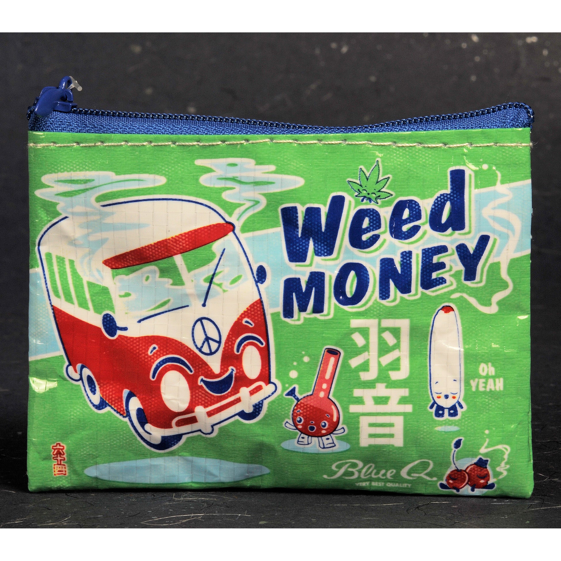 Eco, Recycled Coin Purse -  Weed Money  - Blue Q