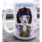 crush misogyny, destroy sexism, eat chocolate -feminist artist design ceramic 15 ounce mug