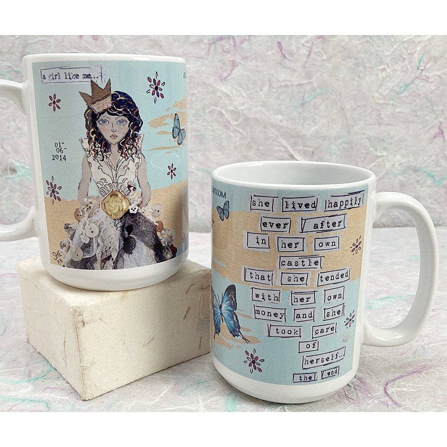 Happily Ever After In My Own Castle feminist artist design ceramic 15 ounce mug