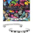 Caterpillar and butterfly - handcrafted recycled lead-free pewter adjustable cuff bracelets
