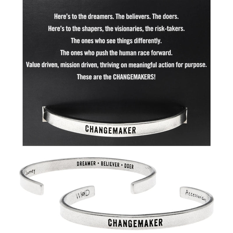 Changemaker handcrafted recycled lead-free pewter adjustable cuff bracelets