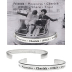 Friends Happiness Cherish Loyalty Share Trust lead-free pewter adjustable cuff bracelets
