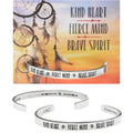 Kind heart Fierce mind Brace Spirit handcrafted recycled lead-free pewter adjustable cuff
