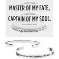 Master of my Fate, Captain of My Soul recycled lead-free pewter adjustable cuff bracelets