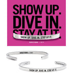 Show Up. Dive In. Stay at it.  Barack Obama - recycled lead-free pewter adjustable cuff bracelets