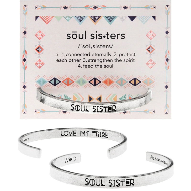 Soul Sisters - handcrafted recycled lead-free pewter adjustable cuff bracelets