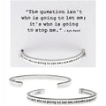 The Question isn't who is going to let me - Ayn Rand - lead-free pewter adjustable cuff bracelets