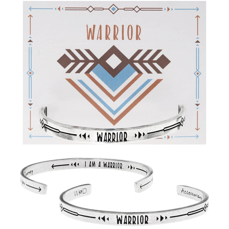 I am a warrior - handcrafted recycled lead-free pewter adjustable cuff bracelets