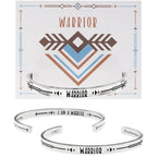 I am a warrior - handcrafted recycled lead-free pewter adjustable cuff bracelets
