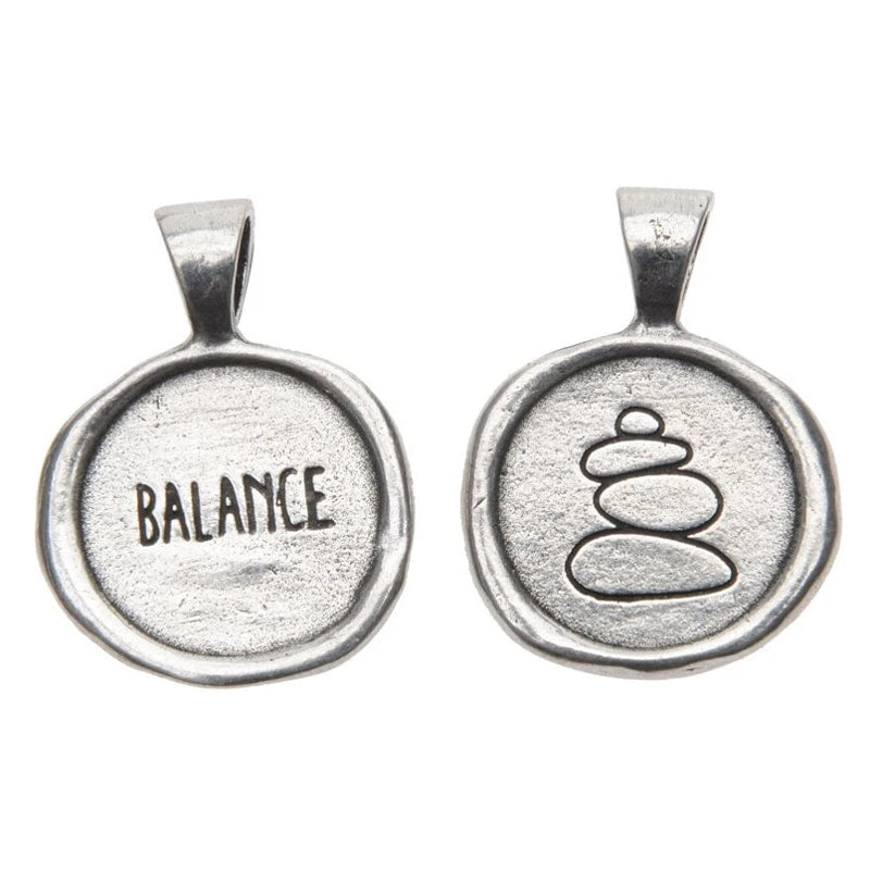 Balance - Wax Seal Pendant Necklace -  lead-free pewter with ball chain