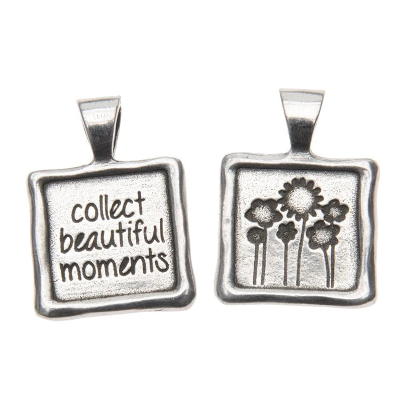 Collect beautiful Moments - Wax Seal Pendant - handcrafted recycled lead-free pewter with ball chain