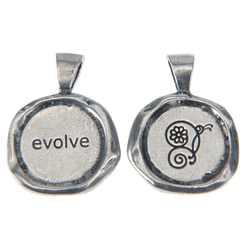 Evolve Wax Seal Pendant - handcrafted recycled lead-free pewter with ball chain
