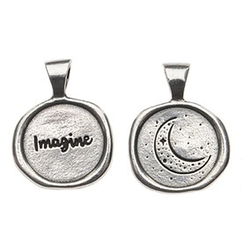 Imagine Wax Seal Pendant - handcrafted recycled lead-free pewter with ball chain