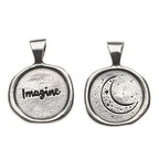 Imagine Wax Seal Pendant - handcrafted recycled lead-free pewter with ball chain