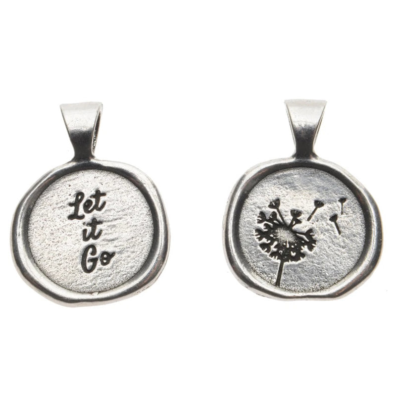 Let it Go Wax Seal Pendant - handcrafted recycled lead-free pewter with ball chain