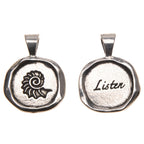 Listen Wax Seal Pendant - handcrafted recycled lead-free pewter with ball chain