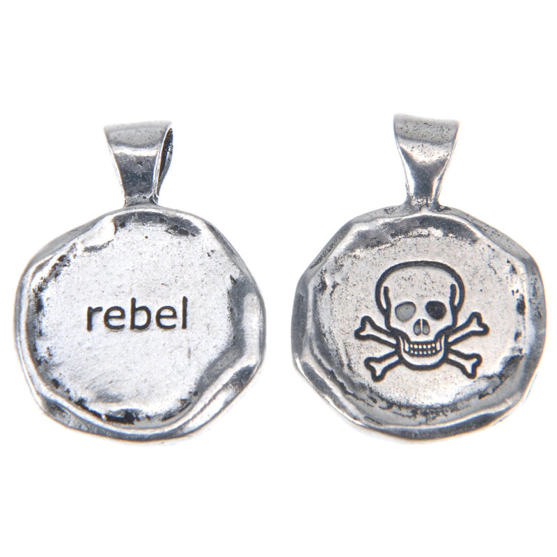 Rebel Wax Seal Pendant - handcrafted recycled lead-free pewter with ball chain