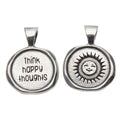 Think Happy Thoughts Wax Seal Pendant - handcrafted recycled lead-free pewter with ball chain