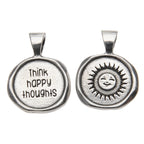 Think Happy Thoughts Wax Seal Pendant - handcrafted recycled lead-free pewter with ball chain