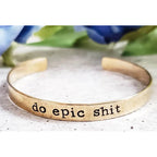do epic shit handcrafted yellow brass adjustable stacking cuff vegan ink stamped