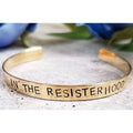 IN THE RESISTERHOOD handcrafted yellow brass stacking adjustable cuff vegan ink stamped