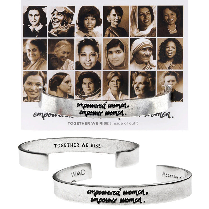 Empowered women - handcrafted lead-free pewter adjustable cuff bracelets