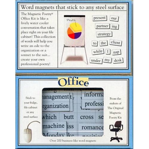 Office themed Magnetic Poetry kit