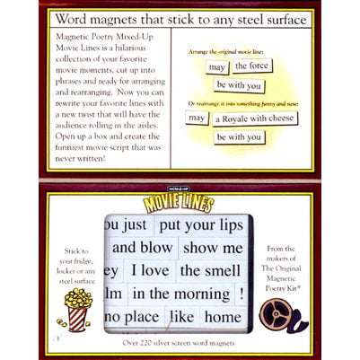 Movie Lines themed Magnetic Poetry kit