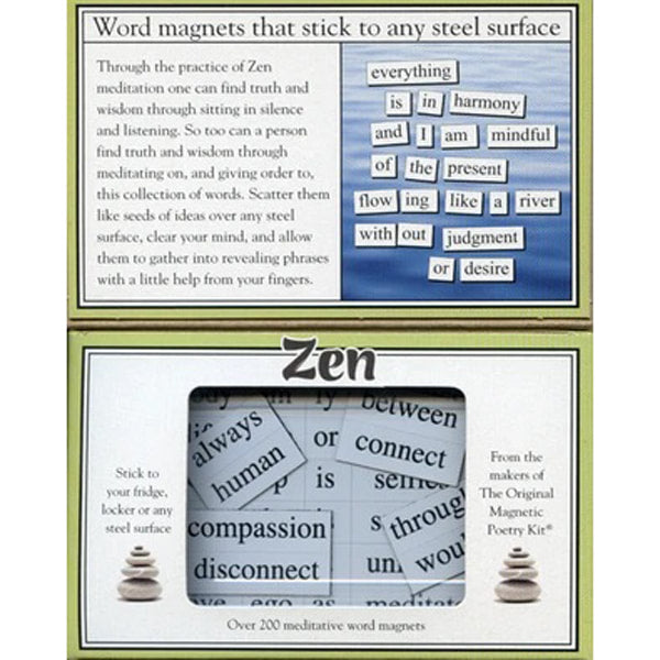 Zen themed Magnetic Poetry kit