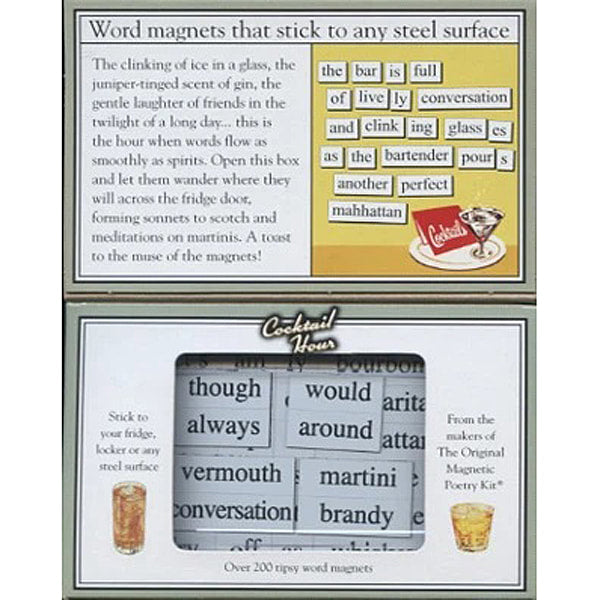 Cocktail Hour themed Magnetic Poetry kit
