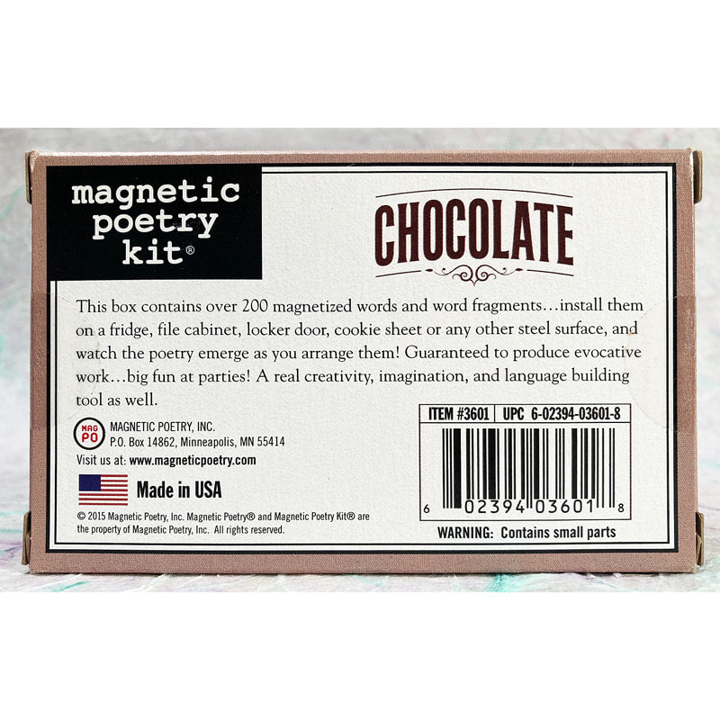 Chocolate themed Magnetic Poetry kit