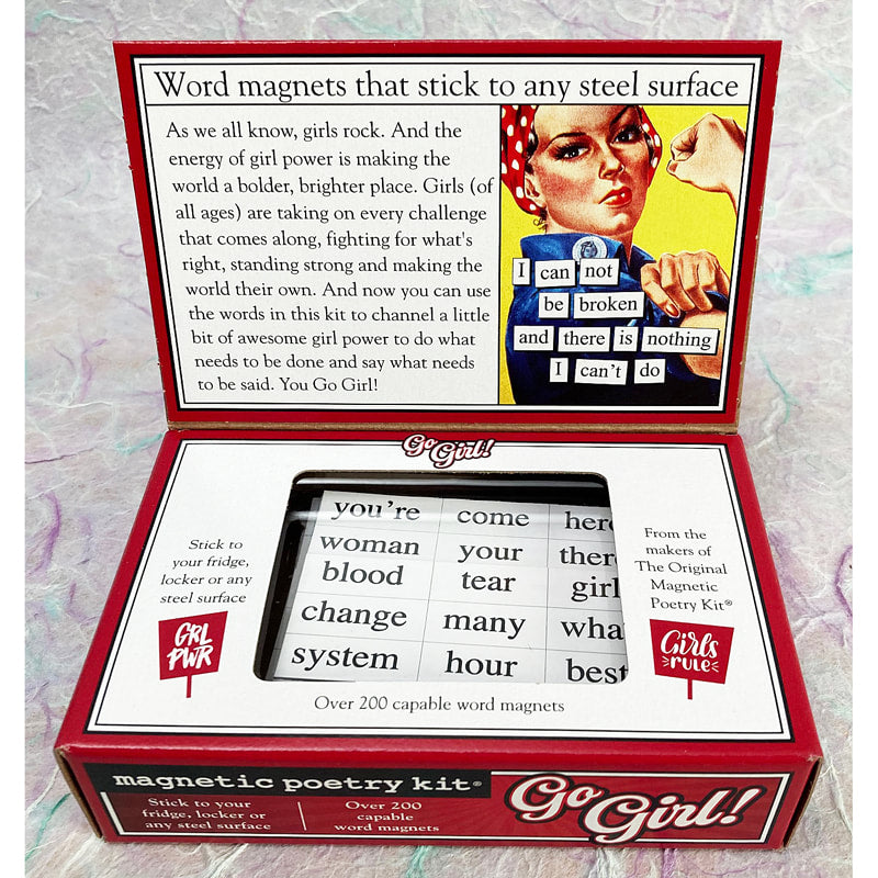 Go Girl themed Magnetic Poetry kit