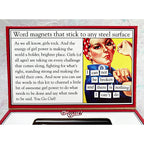 Go Girl themed Magnetic Poetry kit