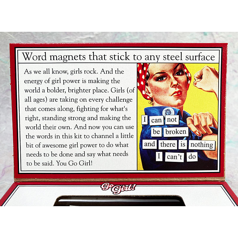 Go Girl themed Magnetic Poetry kit
