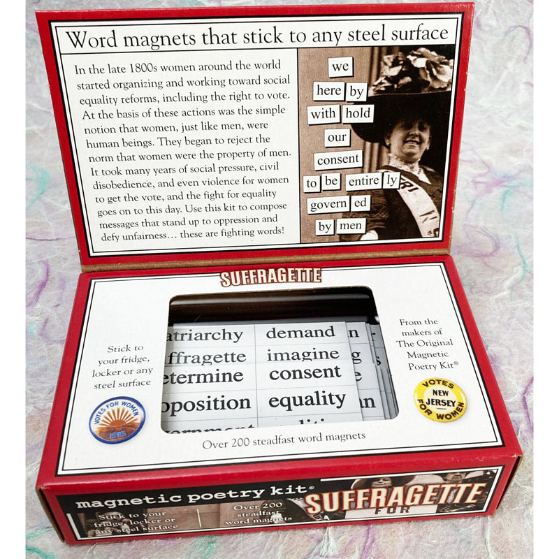 Suffragette themed Magnetic Poetry kit