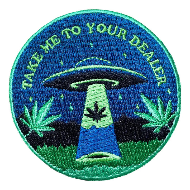 Take Me To Your Dealer alien Iron-On Embroidered Patch - BB