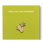 Hand holding a cannabis leaf Enamel Pin - CC