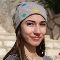 Color Paint Spots - Beanie In Piquet (Brushed) - with screen print. FF