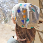 Color Paint Spots - Beanie In Piquet (Brushed) - with screen print. FF