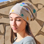 Color Paint Spots - Beanie In Piquet (Brushed) - with screen print. FF