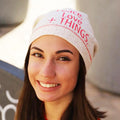 Peace, Love & THINGS enriched with gold lurex Women's Beanie Cap. FF