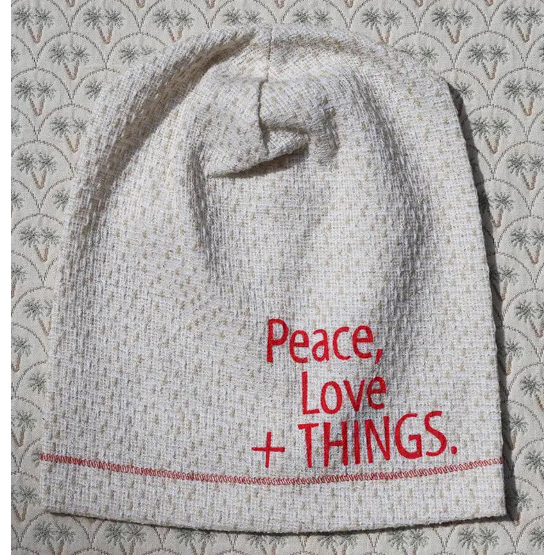 Peace, Love & THINGS enriched with gold lurex Women's Beanie Cap. FF